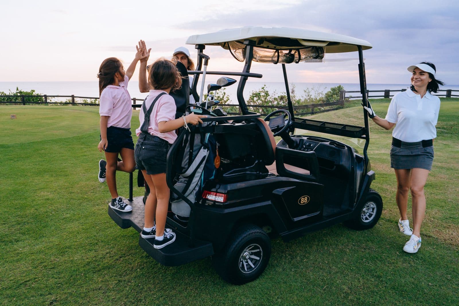 Friends sharing a relaxed golf day